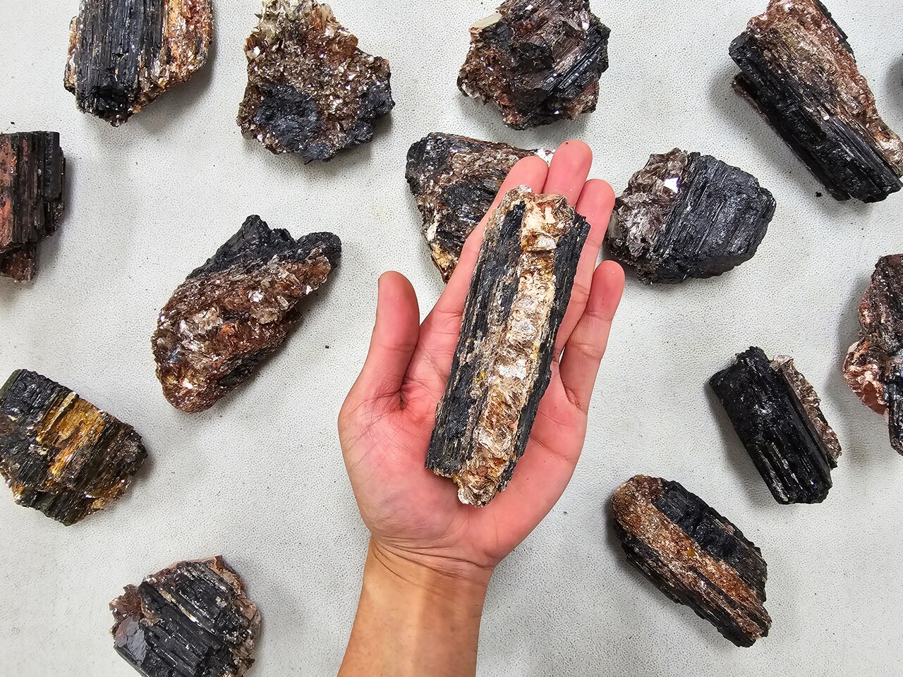 Black Tourmaline Crystal with Mica Inclusions Powerful Crystal for Healing and Display